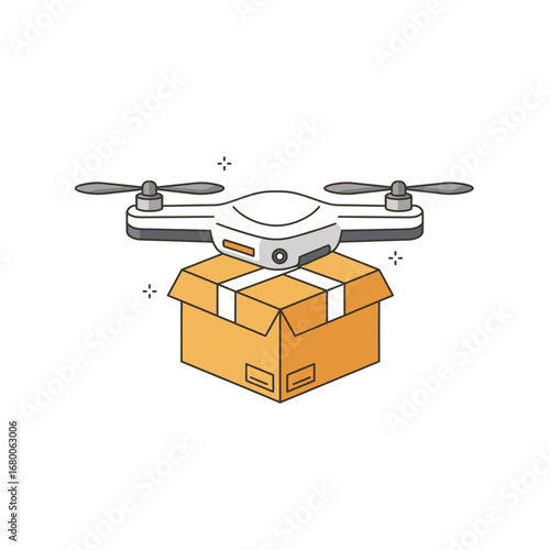 Drone Delivering Package: Isometric Illustration