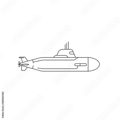 Gray Line Art Submarine Illustration
