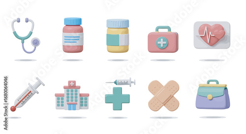 Medical equipment arranged neatly on white surface representing healthcare and medicine with clean, modern aesthetic.