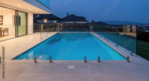 Modern Luxury Home with Infinity Pool at Dusk