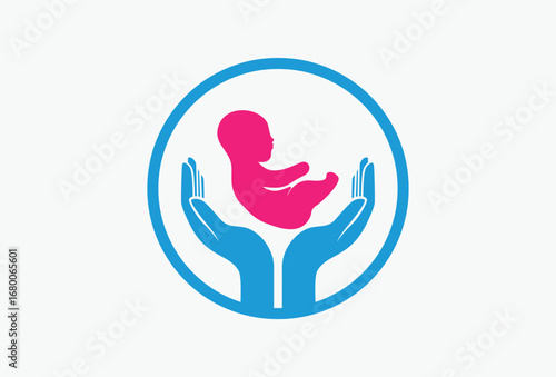 Hand and Baby Care Logo Design Element