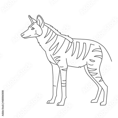 Line Art Drawing of a Striped Hyena