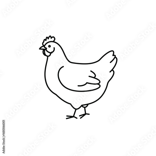Line Art Illustration of a Chicken