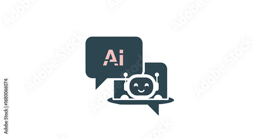 Friendly chatbot providing assistance with artificial intelligence on laptop screen, offering helpful support and guidance with a positive and approachable demeanor.