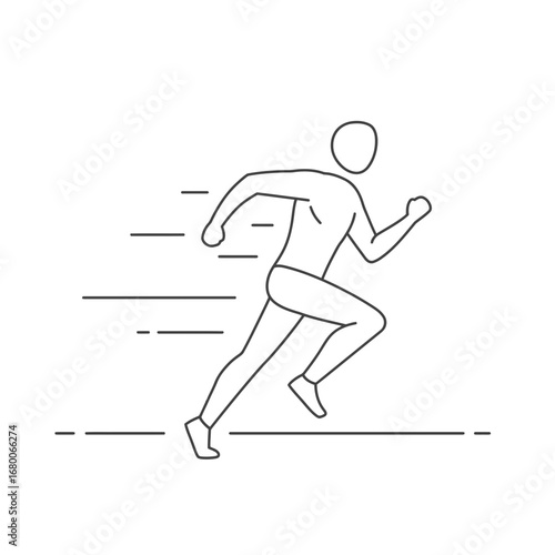 Line Art Illustration of a Runner in Motion