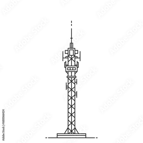 Line Art Illustration of a Telecommunication Tower