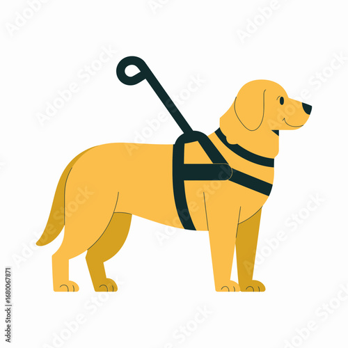 Dog on Leash with Harness – Pet Walking and Training Illustration