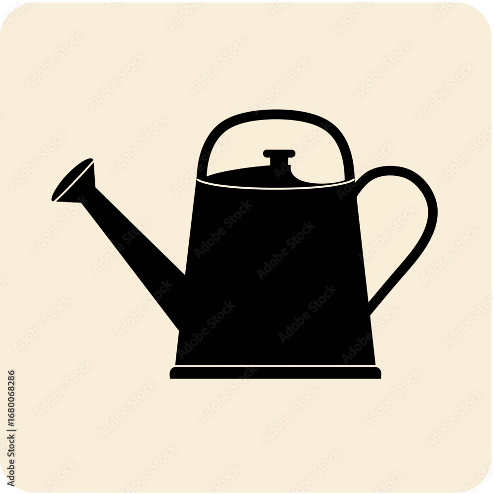 Obraz premium Watering Can Silhouette Icon – Garden Tool Vector Illustration