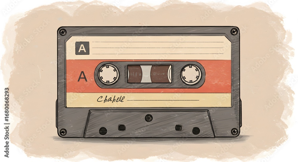 Fototapeta premium Illustration of an old audio cassette labeled Chappell