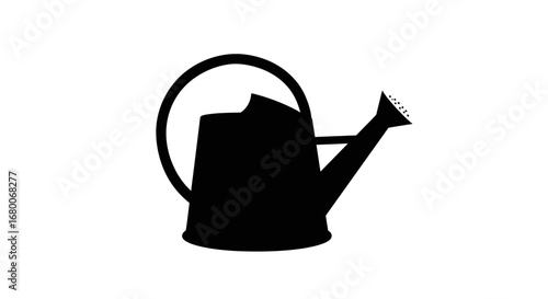 Watering Can Silhouette Icon – Garden Tool Vector Illustration