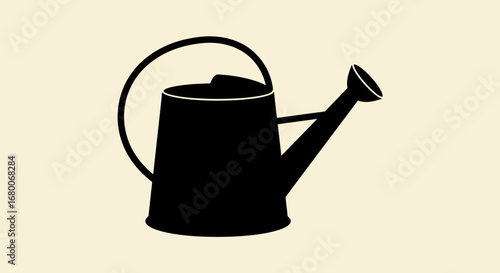 Watering Can Silhouette Icon – Garden Tool Vector Illustration