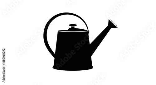 Watering Can Silhouette Icon – Garden Tool Vector Illustration
