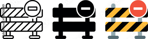 Construction barrier with prohibition symbol indicating restricted access