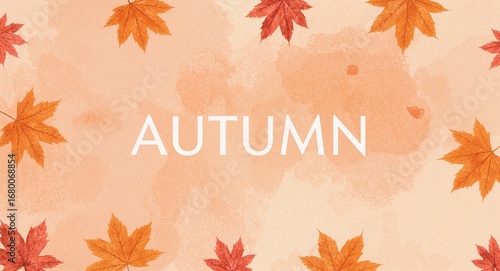 Warm and inviting autumn illustration showcasing a delightful array of watercolor leaves in autumnal hues on a subtle painted canvas