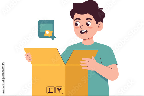 Excited Boy Opening a Package