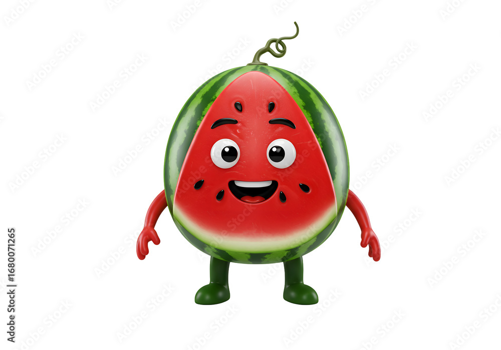 Fototapeta premium Smiling Watermelon Cartoon Character on white background