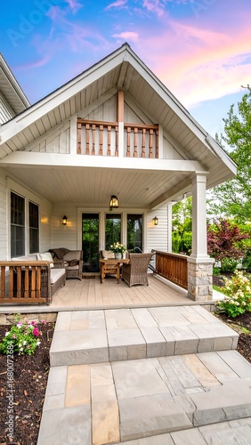 Covered patio with steps
