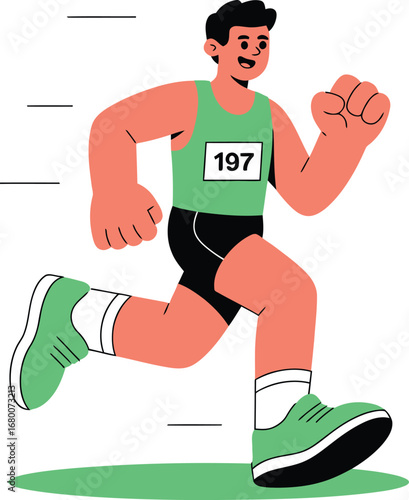 Athlete Running with Bib Number 197