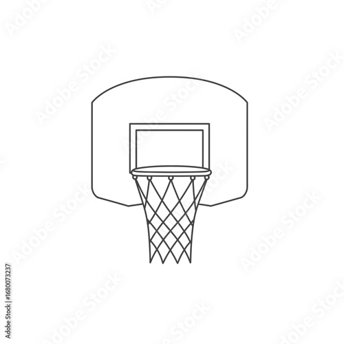 Line Art Illustration of Basketball Hoop and Net