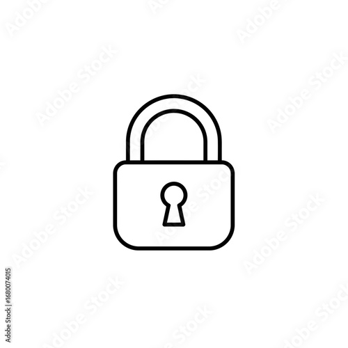Simple Black Outline Padlock Icon on White Background