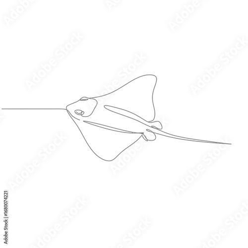 Single Line Drawing of a Ray in the Ocean