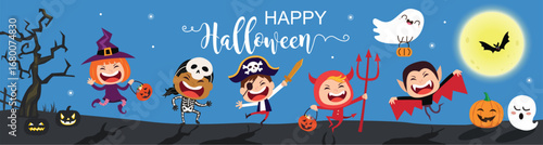 Happy Halloween greetings template vector. Vector illustration.