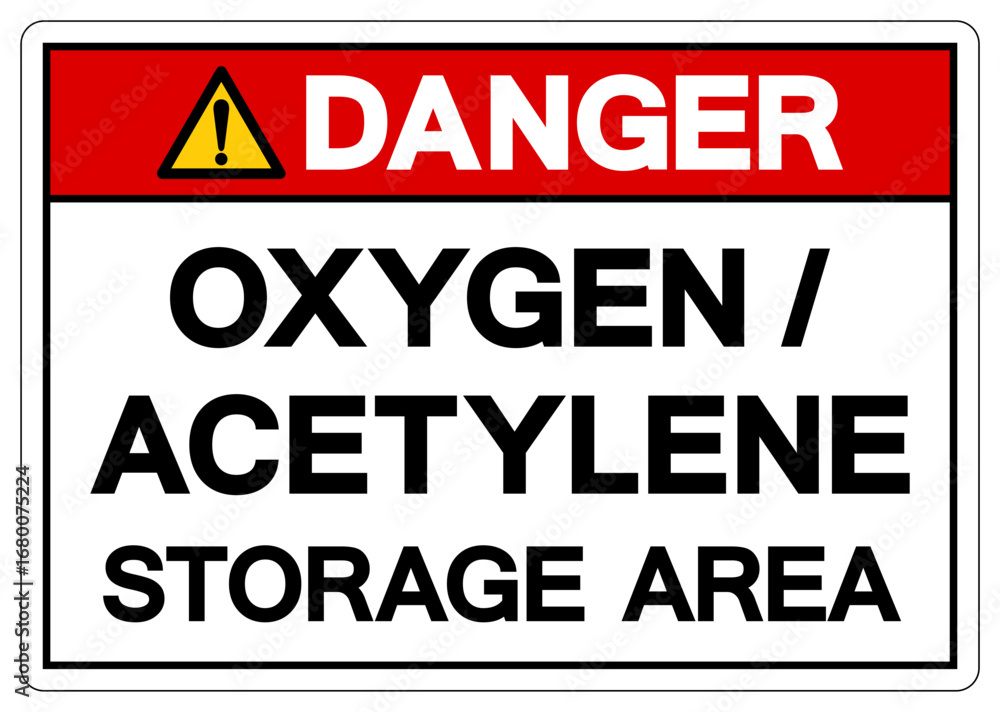 Fototapeta premium Danger Oxygen Acetylene Storage Area Symbol Sign ,Vector Illustration, Isolate On White Background Label.EPS10
