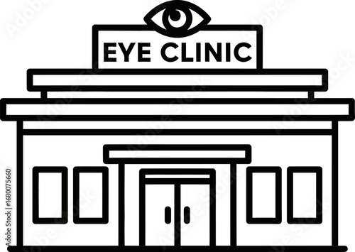 Simple Black and White Eye Clinic Building Icon