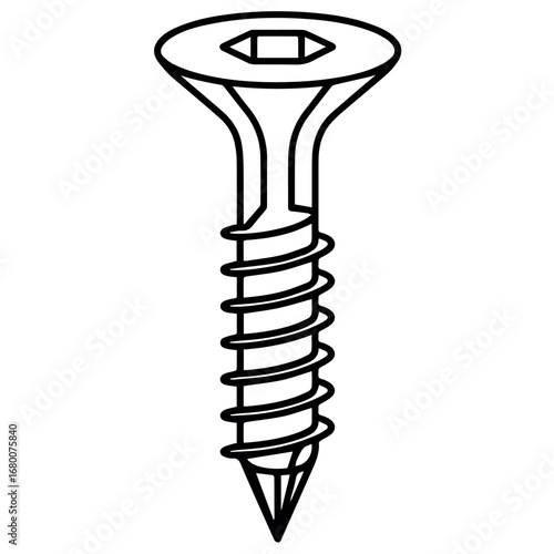 Vector illustration of a drywall screw fastener for woodworking and construction projects use, isolated