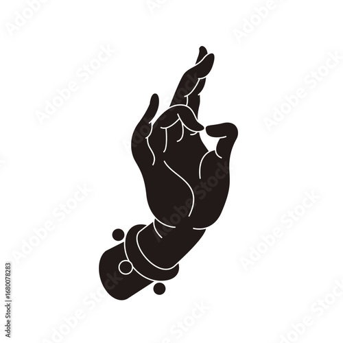 This is illustrations of hand gestures and Buddha’s hand motifs, designed as symbols, emblems, and logos, suitable for media publications, teahouse décor, and gift package