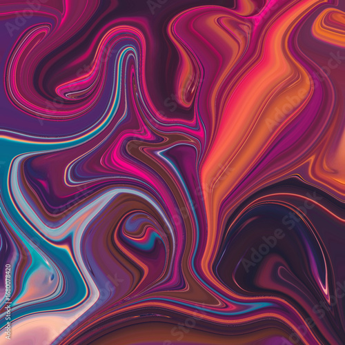 Dynamic fluid marble swirl with vivid pink, orange, abstract gradient, bold texture, and modern liquid artwork for creative projects.