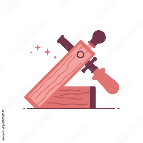 Illustration of a simple, stylized woodworking tool, depicting a clamp.