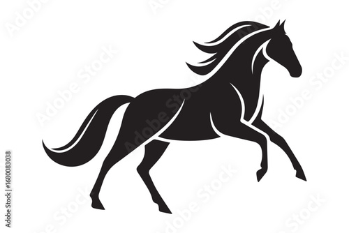 Horse Silhouette Vector Set – Galloping, Jumping, Trotting and Rearing Black Horse Side View Illustration.