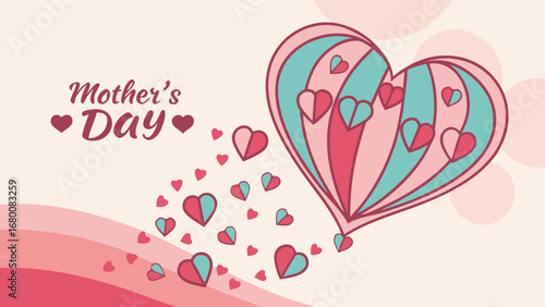 Mother s day celebration with hearts and abstract design