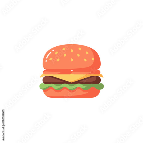 A vibrant illustration of a delicious hamburger with all the classic ingredients.