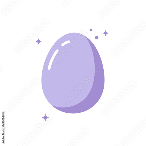 A single, light-purple egg, softly shaded, sparkles subtly around it.