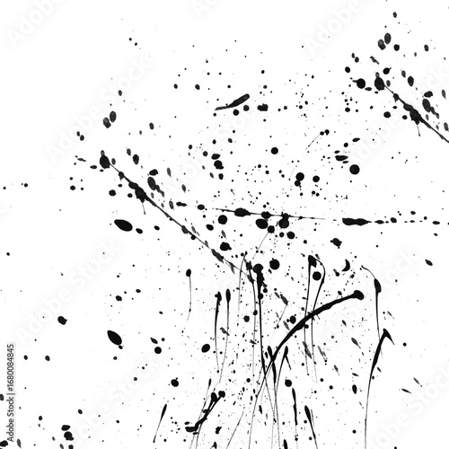 Ink drops and splashes. black Blotter spots, liquid paint drip drop splash and ink splatter on transparent. Artistic dirty grunge abstract spot. monochrome drip splash, splat messy inkblot