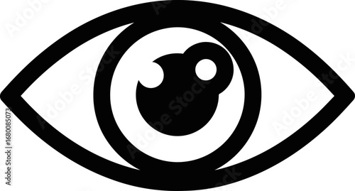 Simple Black and White Eye Symbol Illustration