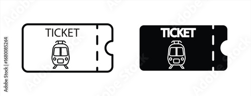 Train ticket icon. Collection of train ticket illustration signs. Ticket symbols. Public transportation ticket logos.