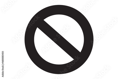 Sign forbidden. Icon symbol ban. Red circle sign stop entry ang slash line isolated on white background. Mark prohibited. Round cross logo restrict entrance. Signal cancel enter. Vector illustration.