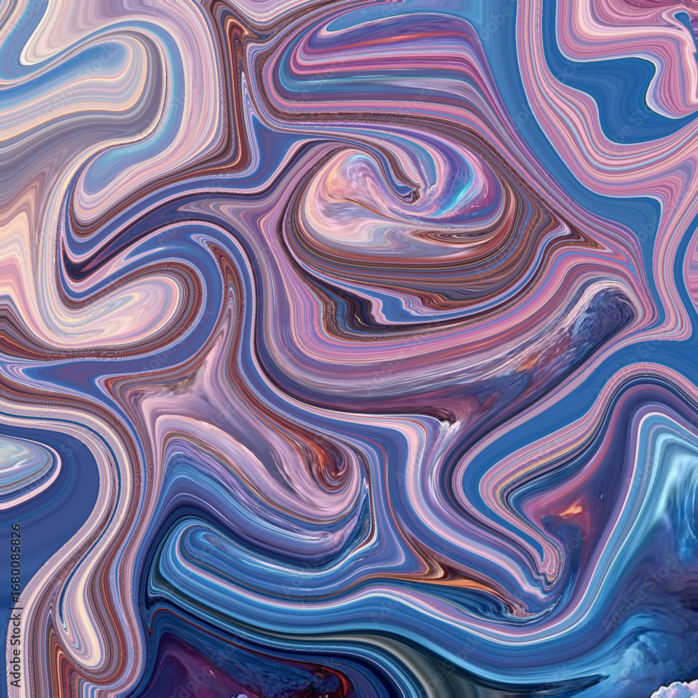 Fototapeta premium Vivid swirling abstract in pink, blue, and purple tones with fluid movement, bold curves, and modern artistic expression.