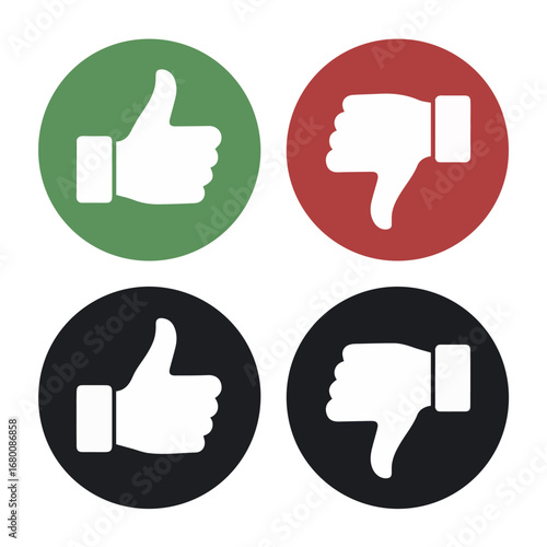 Thumbs up thumbs down vector illustration like unlike icon feedback symbol approval disapproval positive negative 100