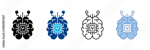 Artificial Intelligence  Icon Set Multiple Style Collection