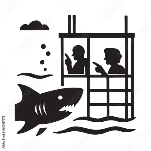 Shark cage diving with tourists