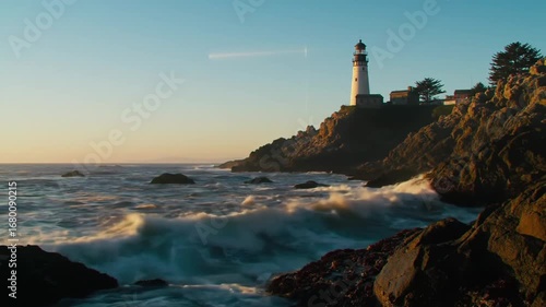 Picturesque Coastal Lighthouse Landscape At Golden Hour