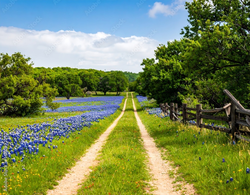 Naklejka premium Scenic country road through wildflowers