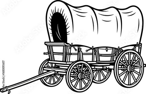 Vintage Covered Conestoga Wagon Illustration