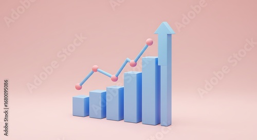 Abstract financial growth chart with upward arrow depicting positive trends in business and investments for increased revenue and success