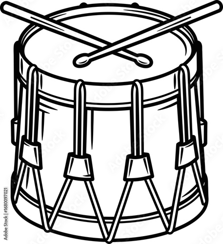 Black and White Drum with X-Shaped Sticks