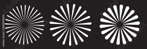 Circle line. Sunshine light ray. Black beam isolated Comic pattern. Sun effect rays. Radial circle lines vector illustration